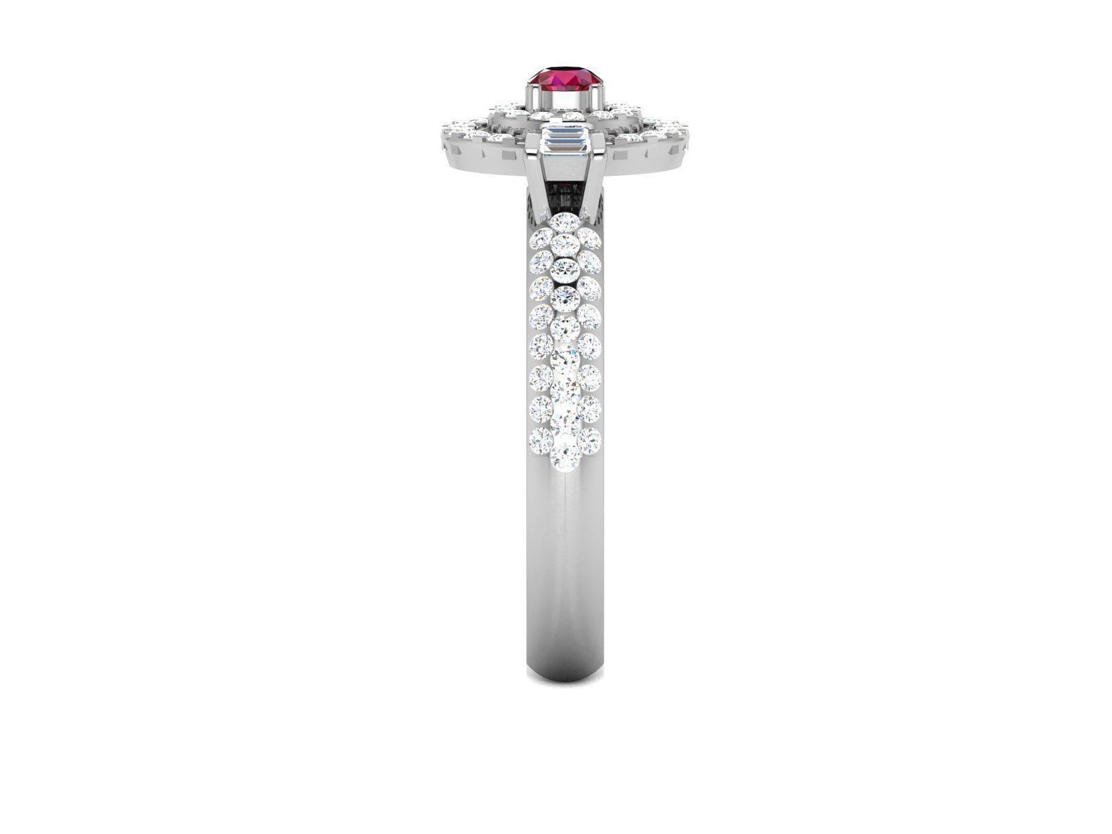 Ring-3025 A engagement ring with ruby and diamonds 3D print model_8