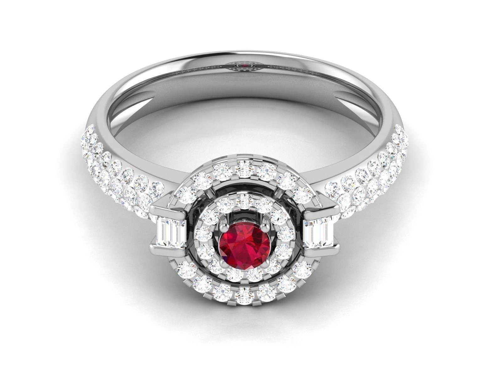 Ring-3025 A engagement ring with ruby and diamonds 3D print model_5
