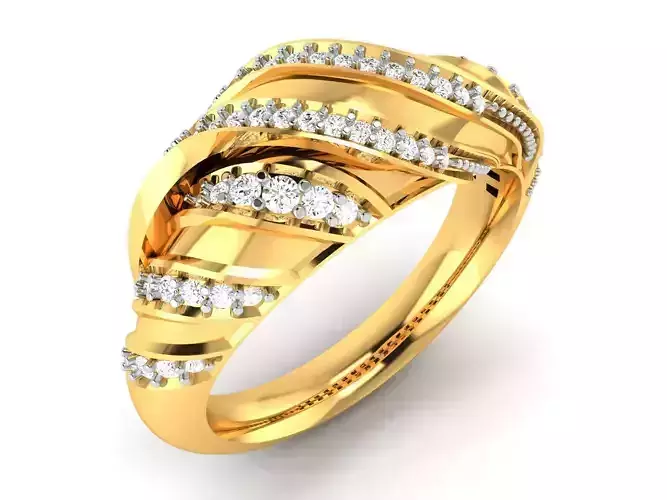 Ring-3015 gold ring with diamonds