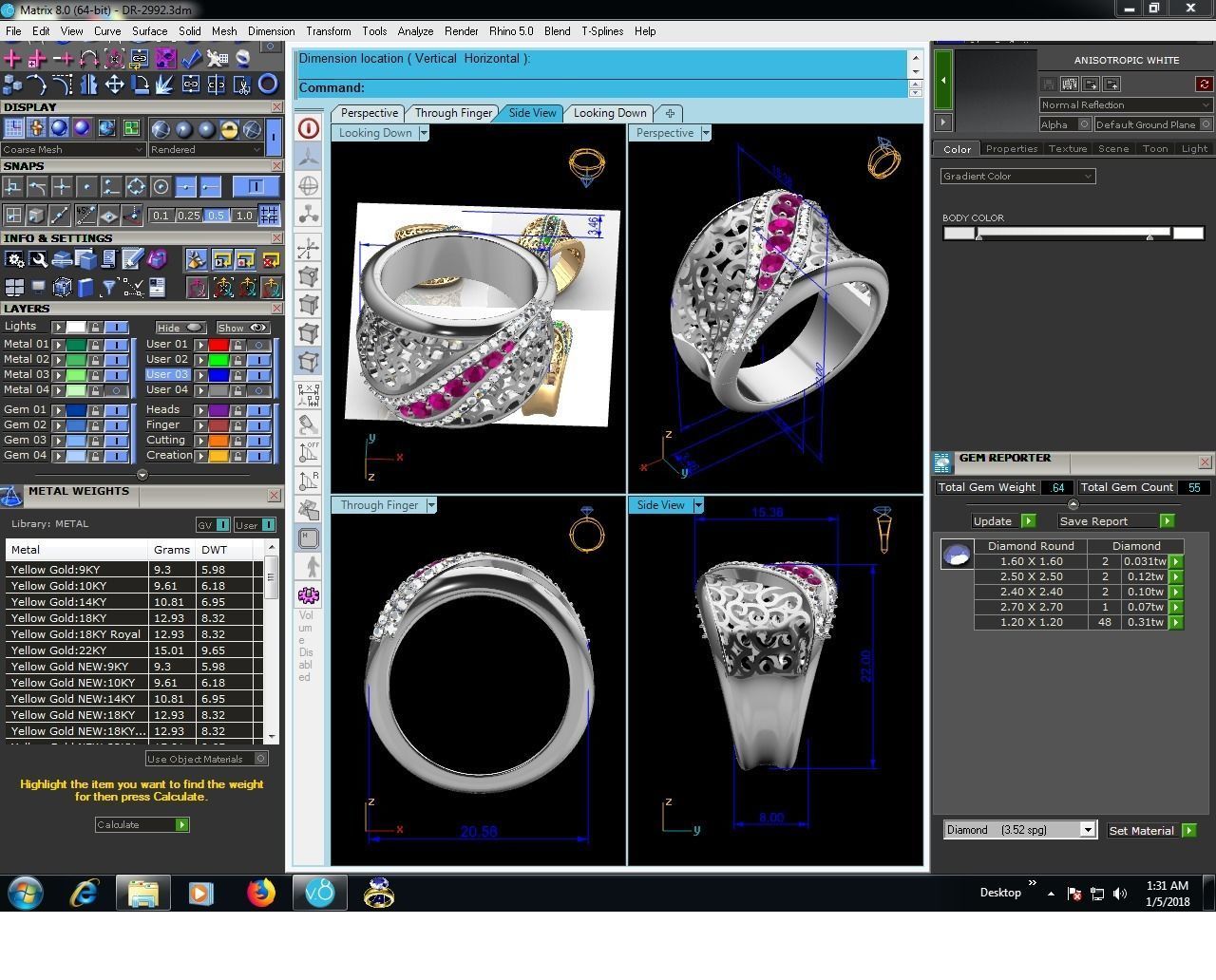 Ring-2992 ruby and diamond ring in sterling silver 3D print model_8