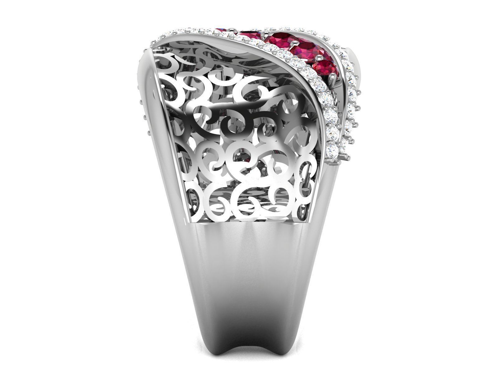 Ring-2992 ruby and diamond ring in sterling silver 3D print model_5