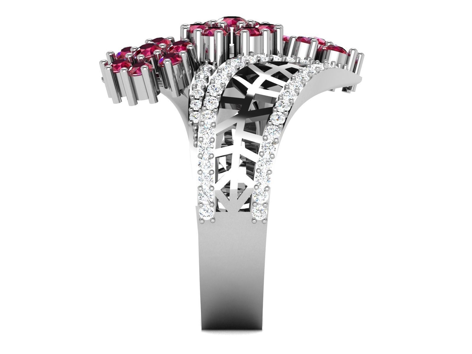 Ring-2991 ruby and diamond ring 3D print model_7