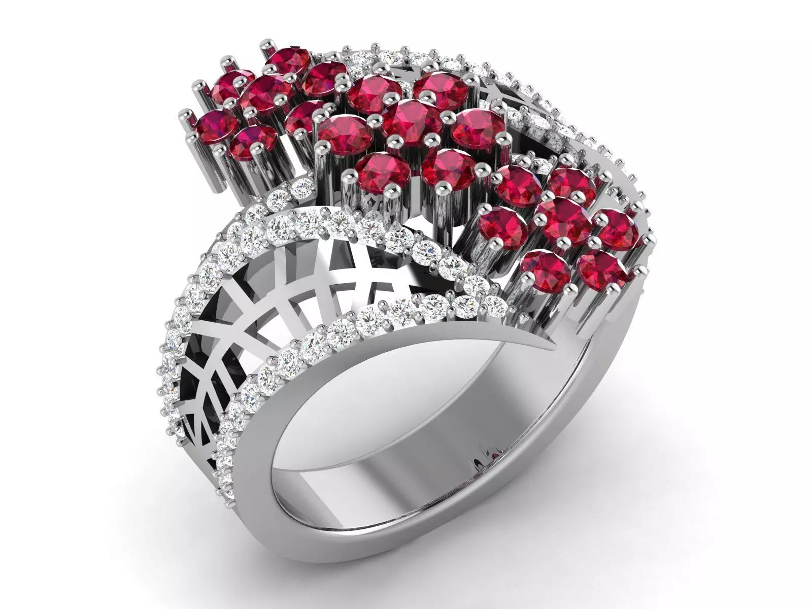 Ring-2991 ruby and diamond ring 3D print model_0