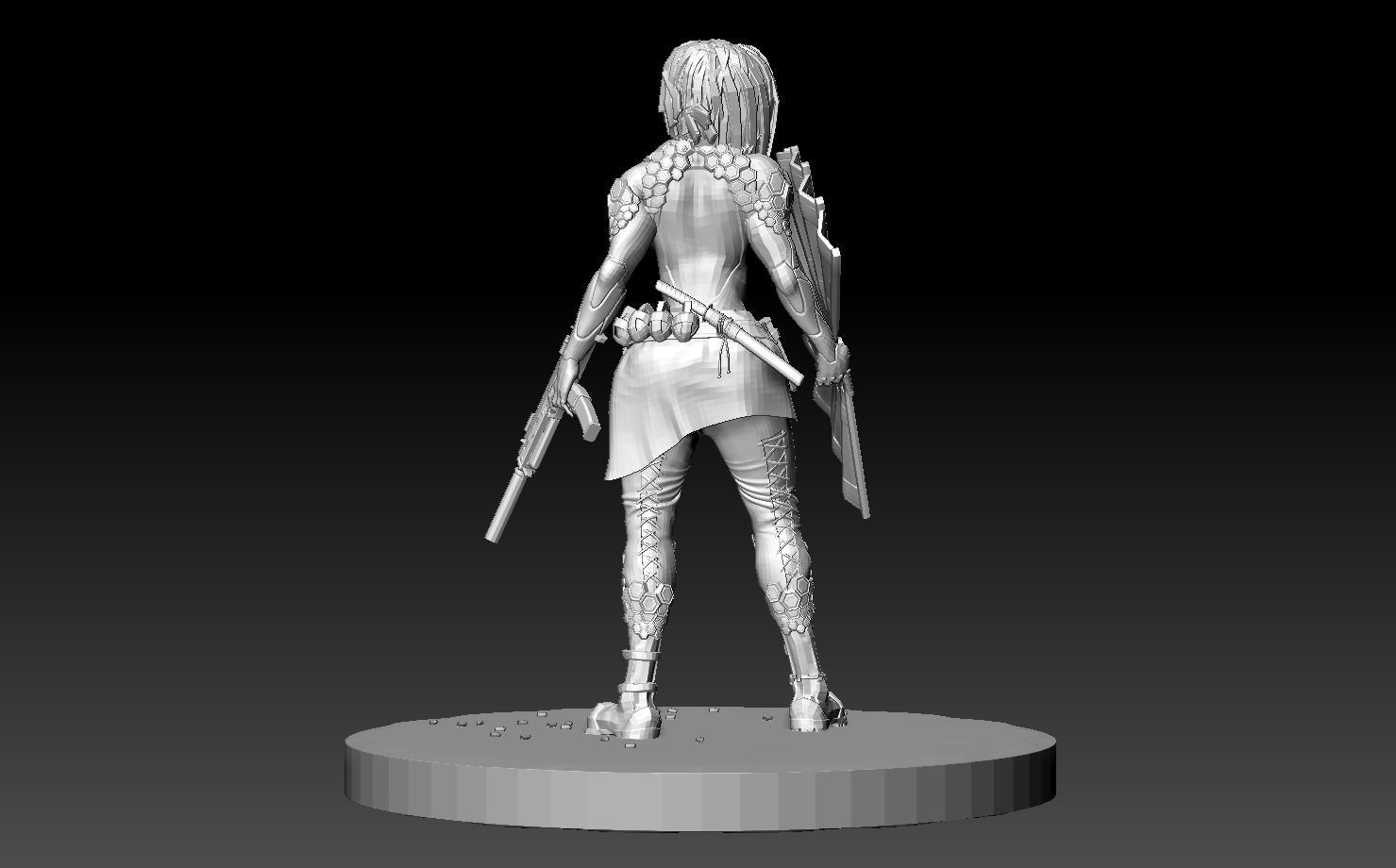 SciFi Cyberpunk Female ninja soldier figurine 3D print model_4