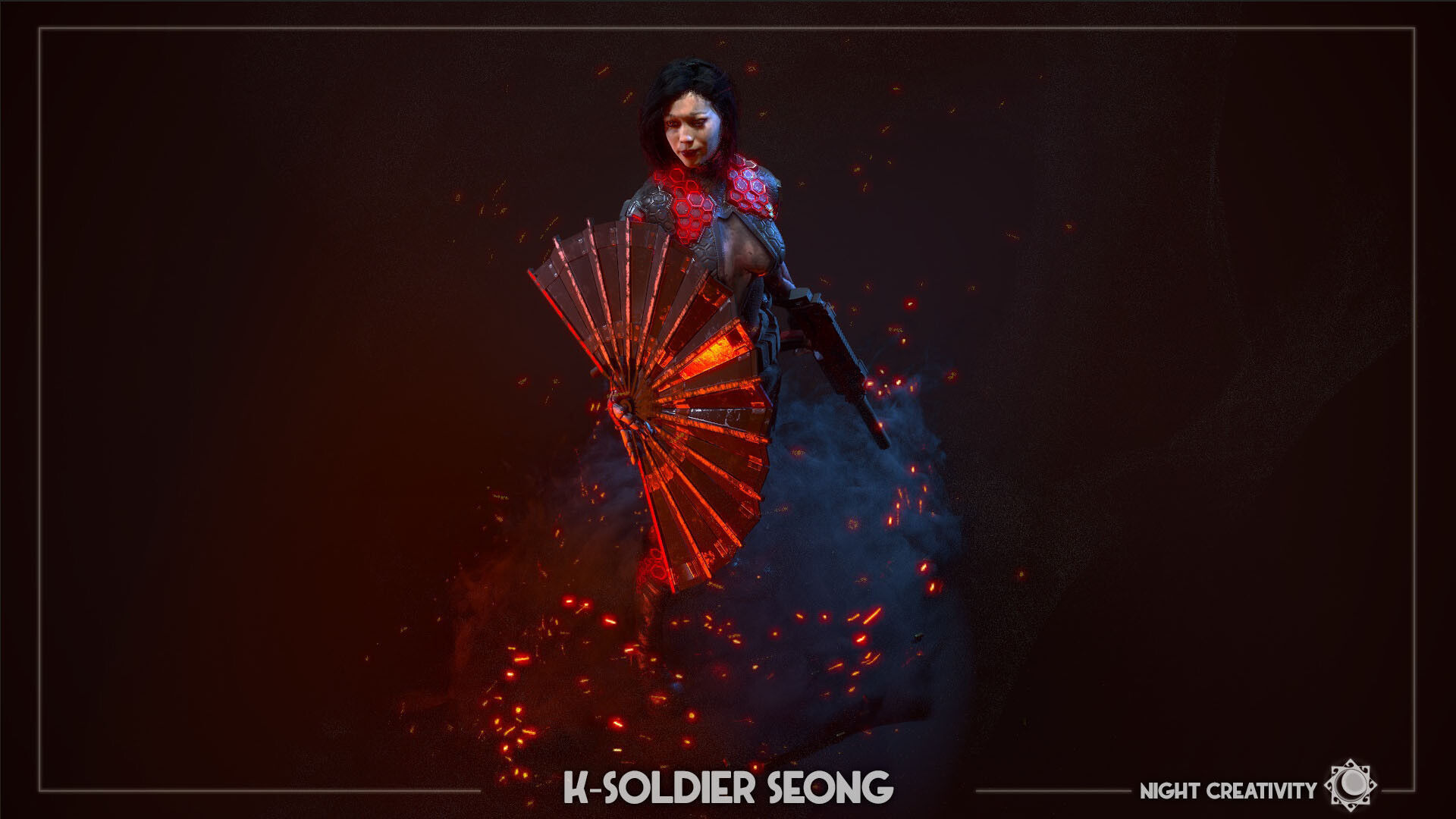 SciFi Cyberpunk Female ninja soldier figurine 3D print model_1