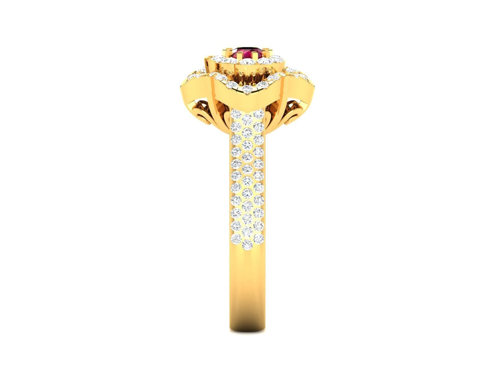 Ring-2913 ruby and diamond ring gold 3D print model_1