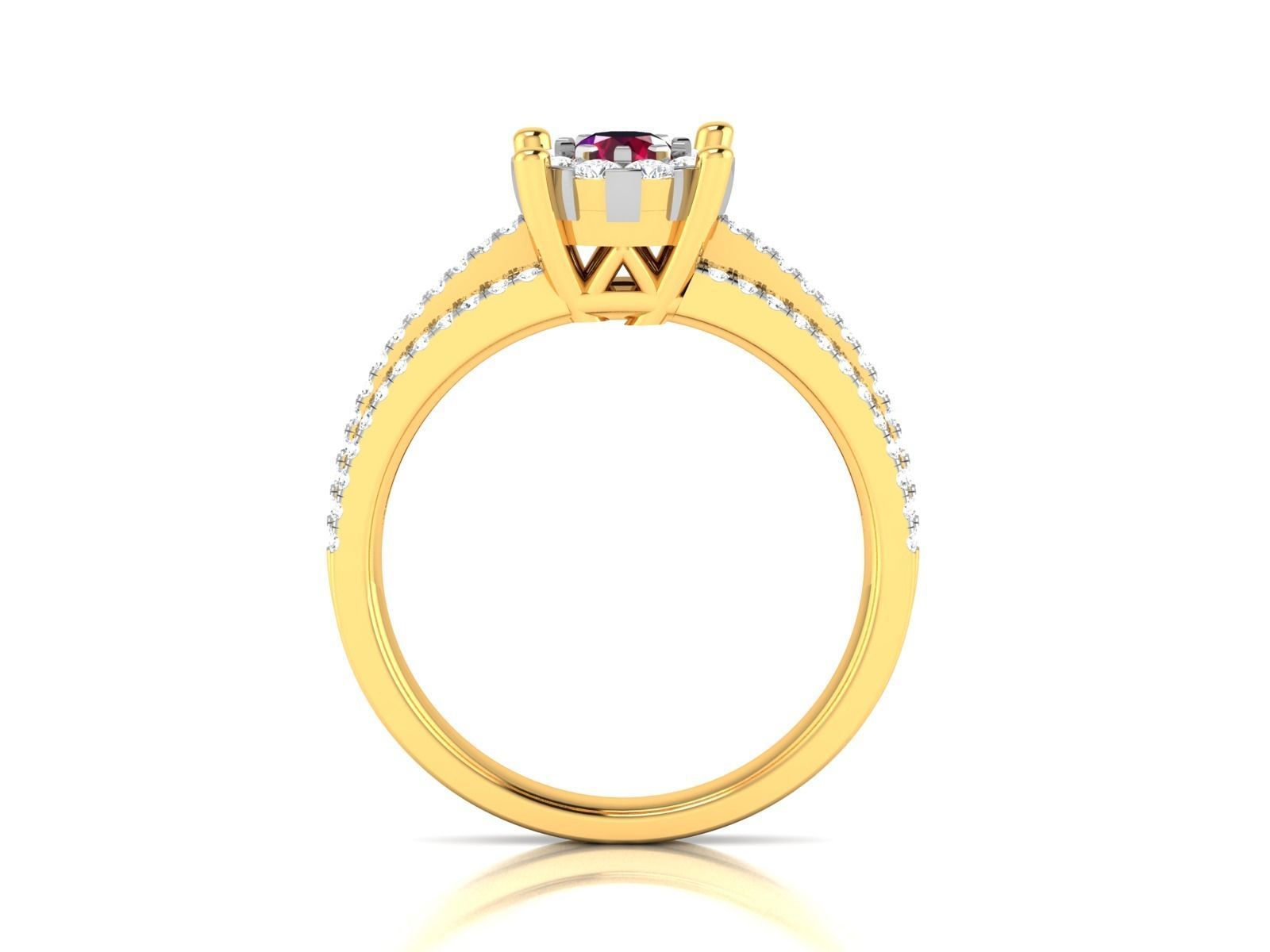 Ring-2910 ruby and diamond engagement ring 3D print model_3