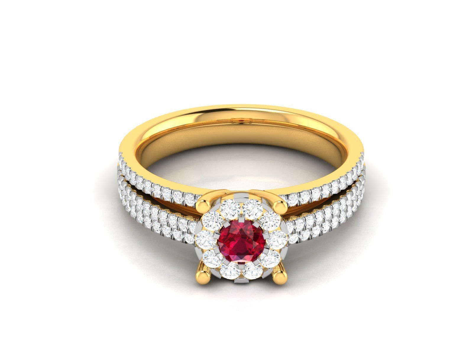 Ring-2910 ruby and diamond engagement ring 3D print model_6