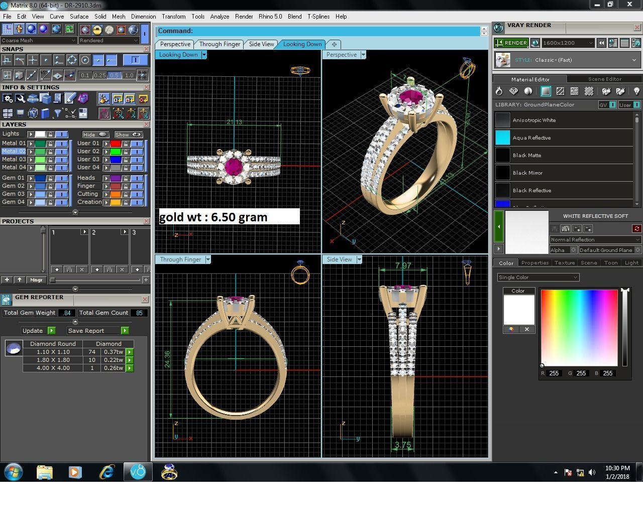 Ring-2910 ruby and diamond engagement ring 3D print model_9
