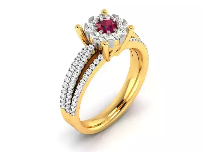 Ring-2910 ruby and diamond engagement ring 3D print model