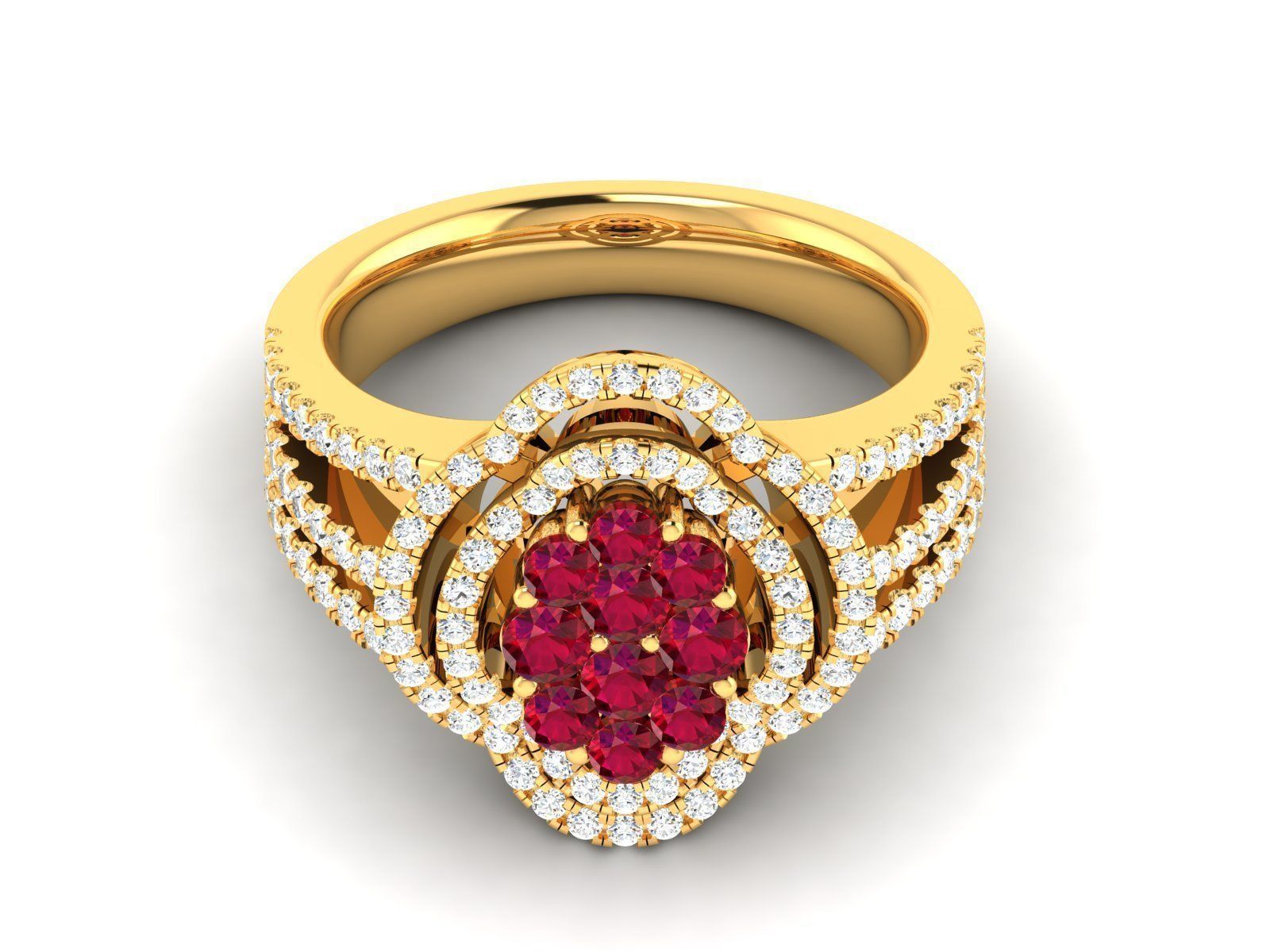 Ring-2903 ruby and diamond ring gold 3D print model_6