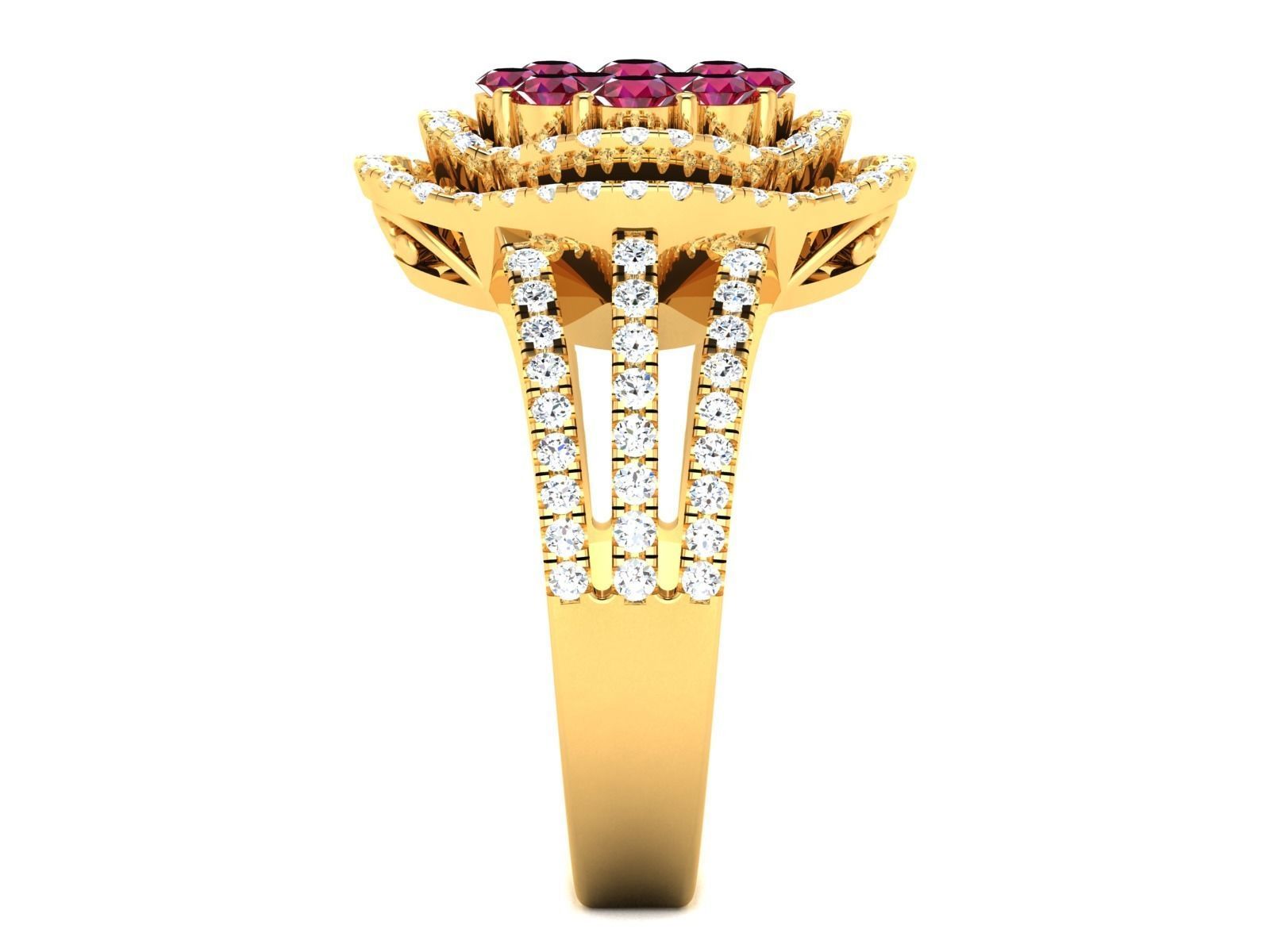 Ring-2903 ruby and diamond ring gold 3D print model_5