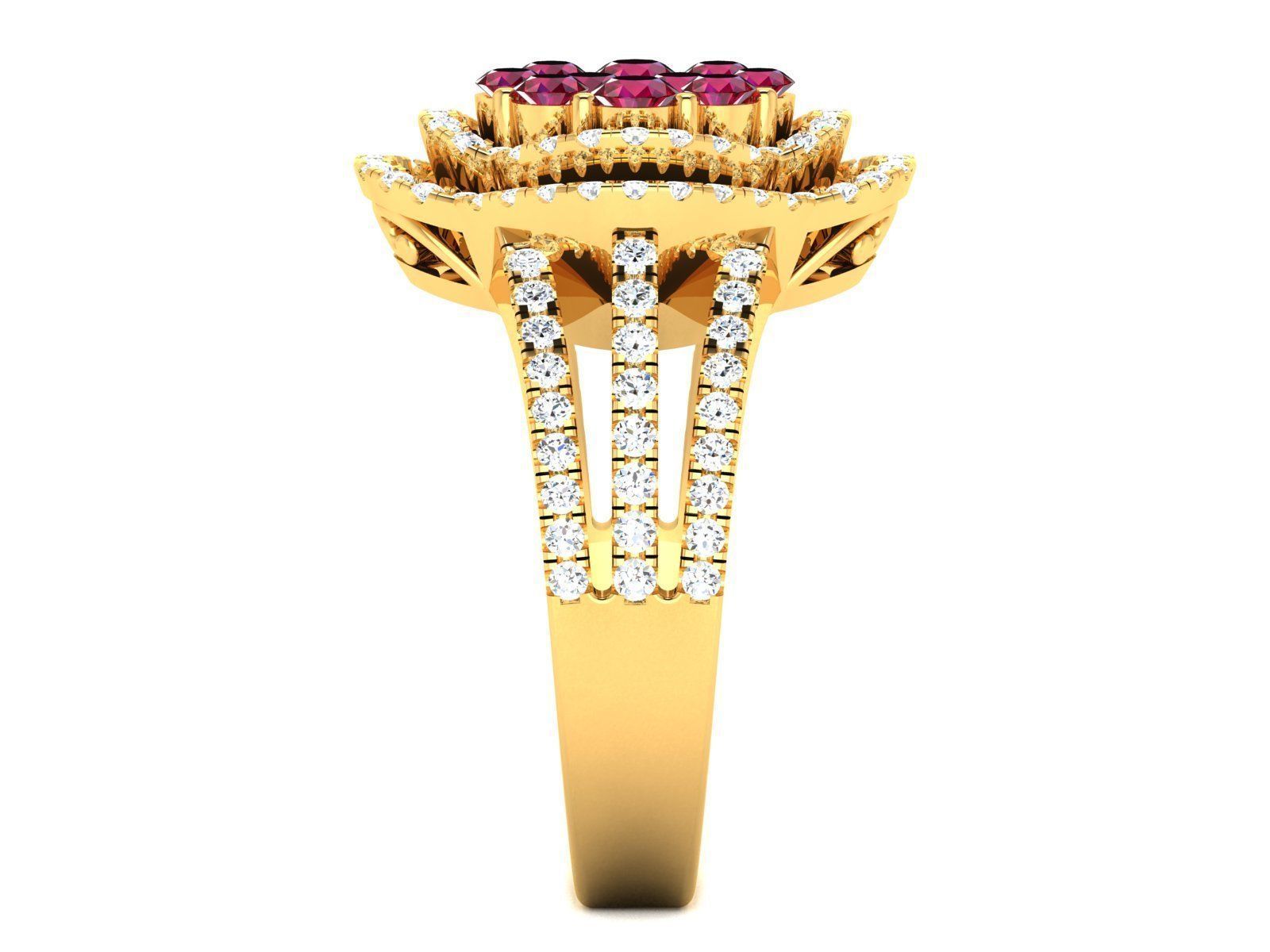 Ring-2903 ruby and diamond ring gold 3D print model_4