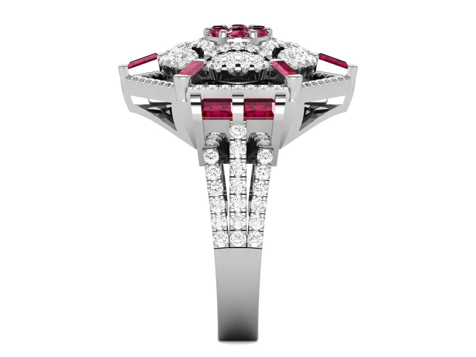 Ring-2902 elegant ruby and diamond ring 3D print model_4