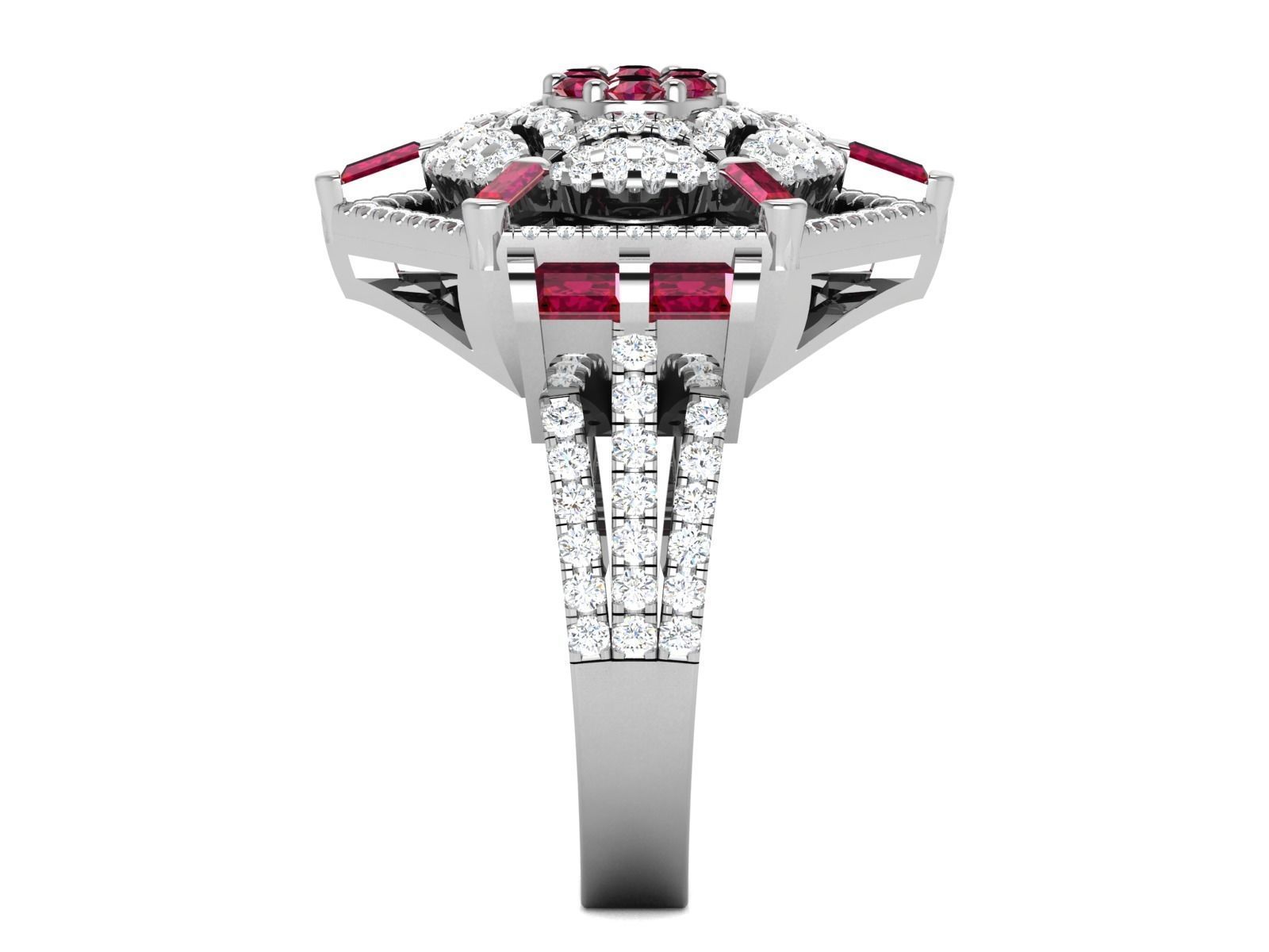 Ring-2902 elegant ruby and diamond ring 3D print model_5