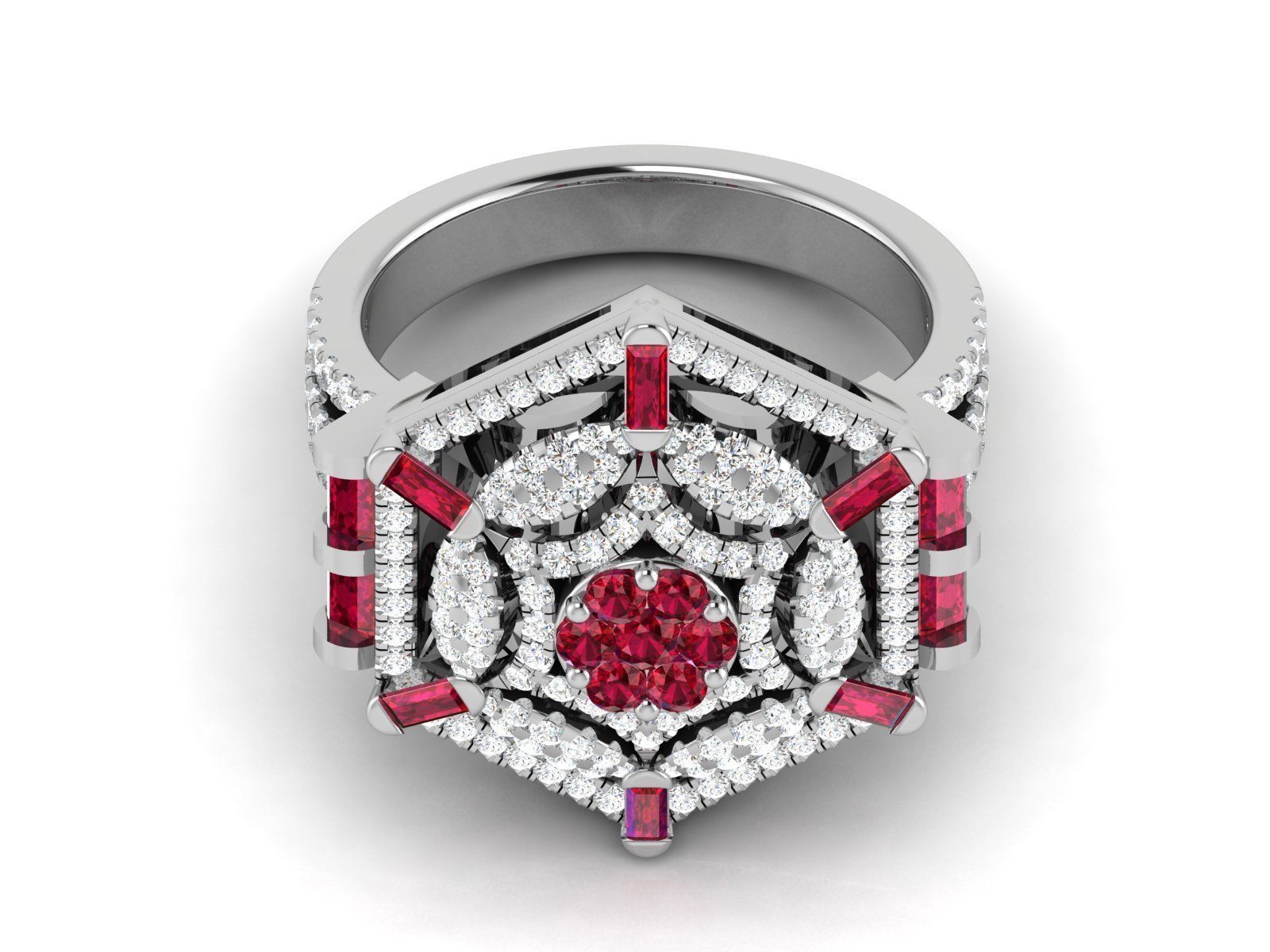 Ring-2902 elegant ruby and diamond ring 3D print model_6