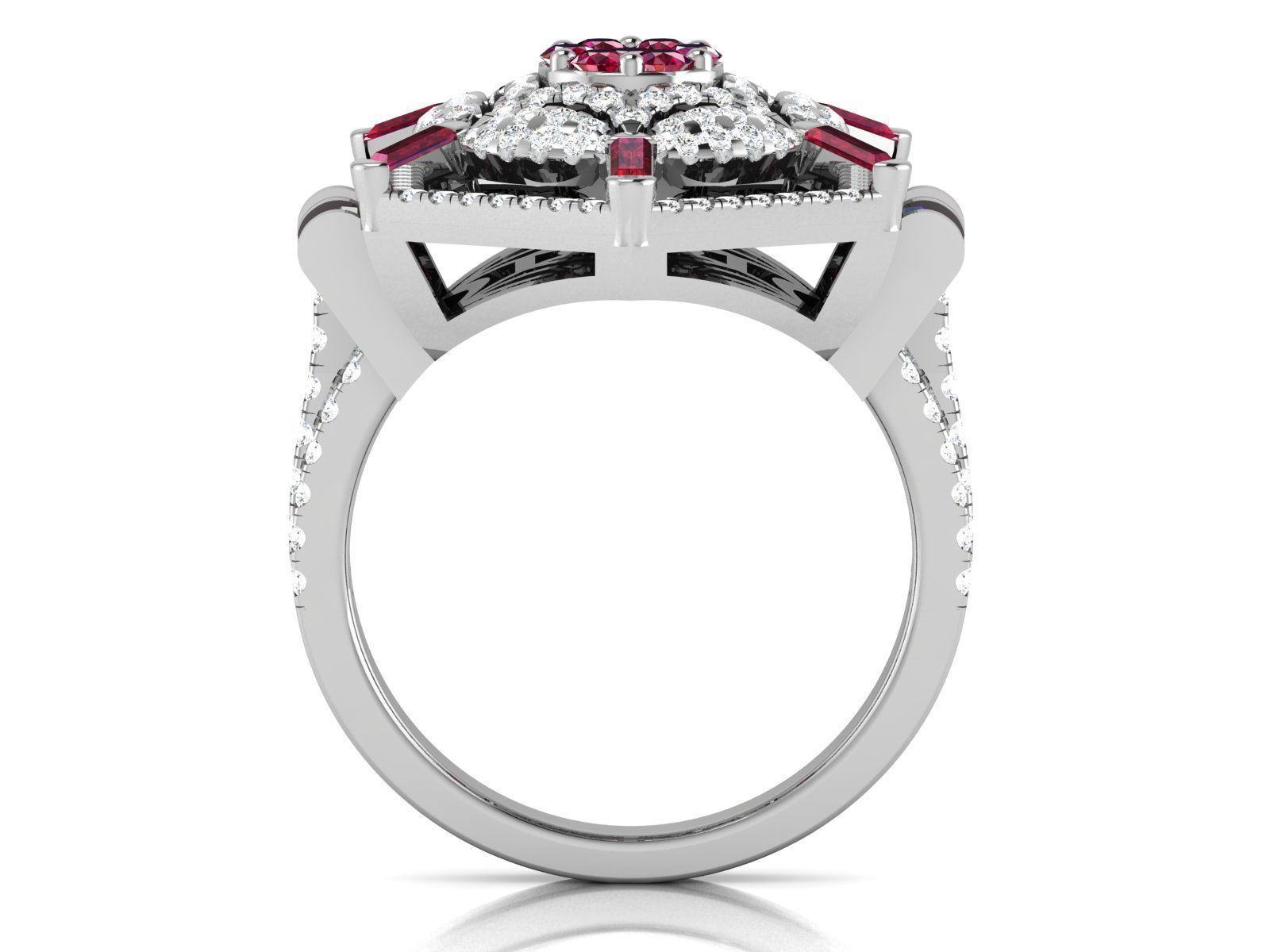 Ring-2902 elegant ruby and diamond ring 3D print model_2