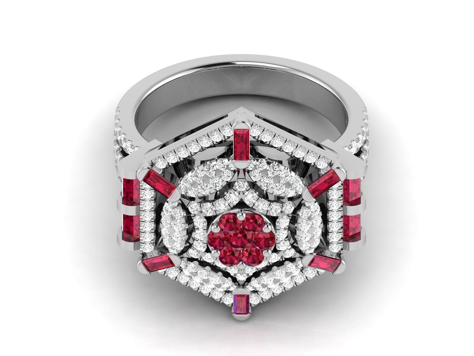 Ring-2902 elegant ruby and diamond ring 3D print model_7