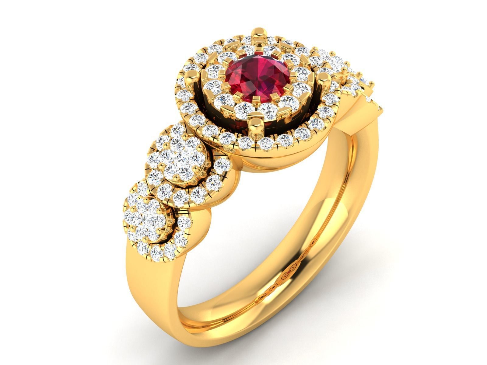 Ring-2899 ruby and diamond ring gold 3D print model_1