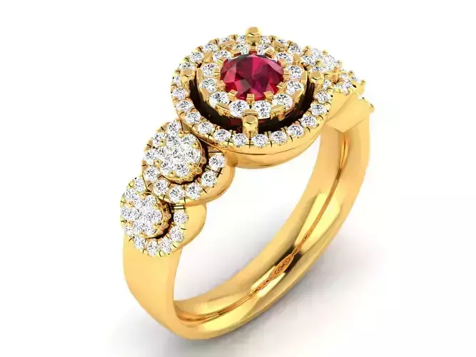 Ring-2899 ruby and diamond ring gold 3D print model
