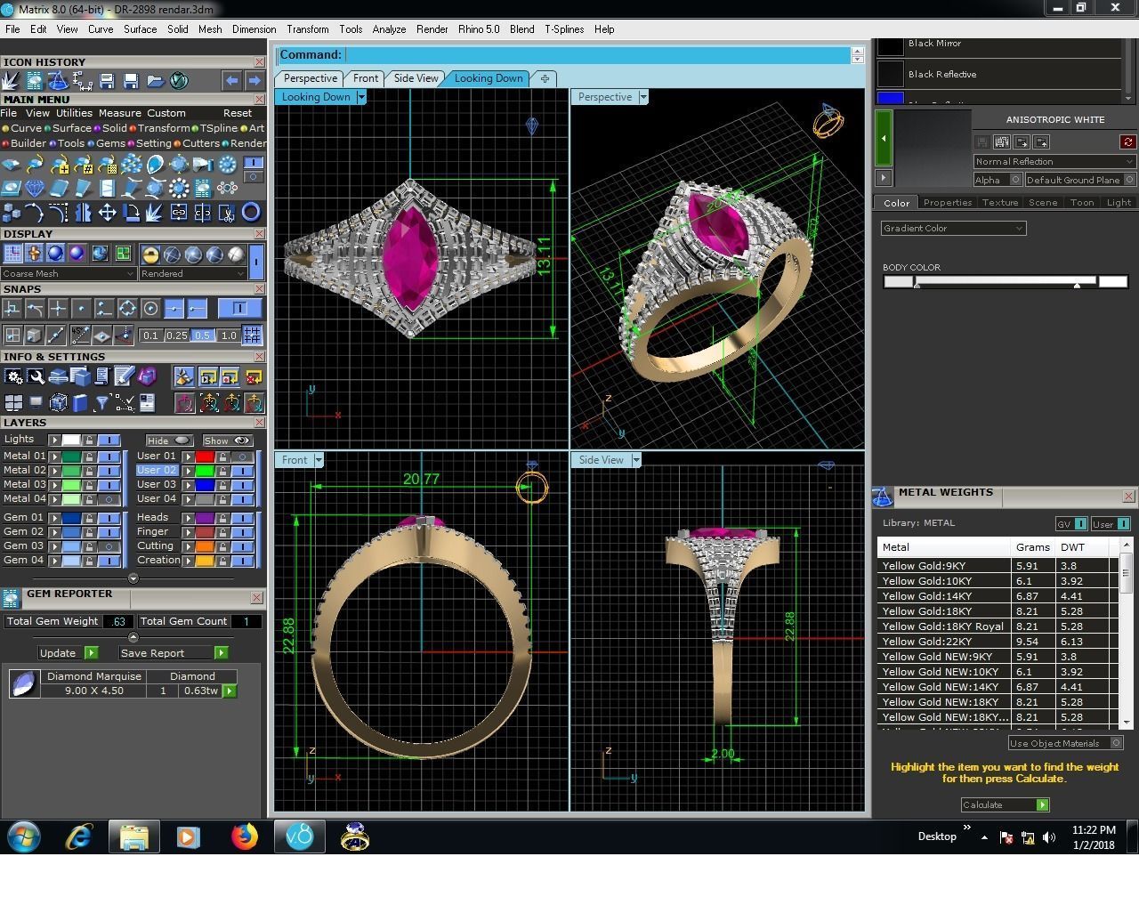 Ring-2898 marquise cut ruby and diamond ring 3D print model_9