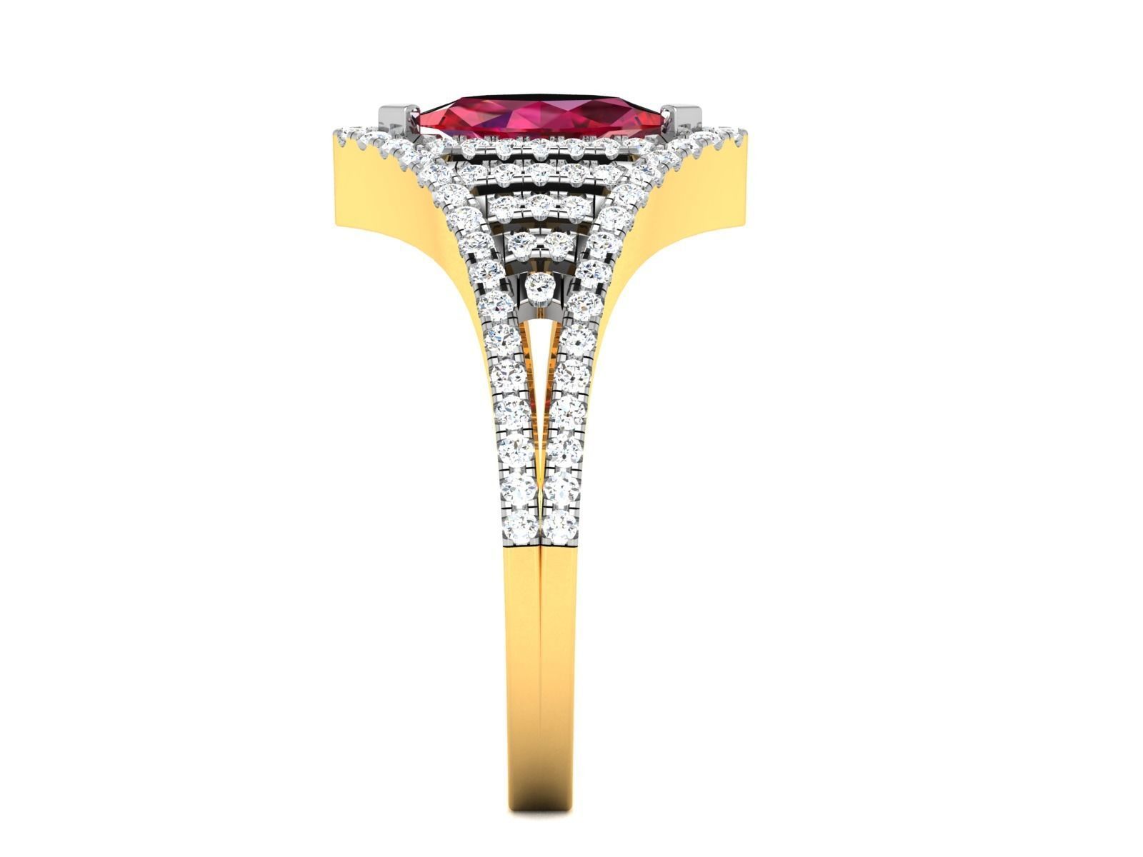 Ring-2898 marquise cut ruby and diamond ring 3D print model_4