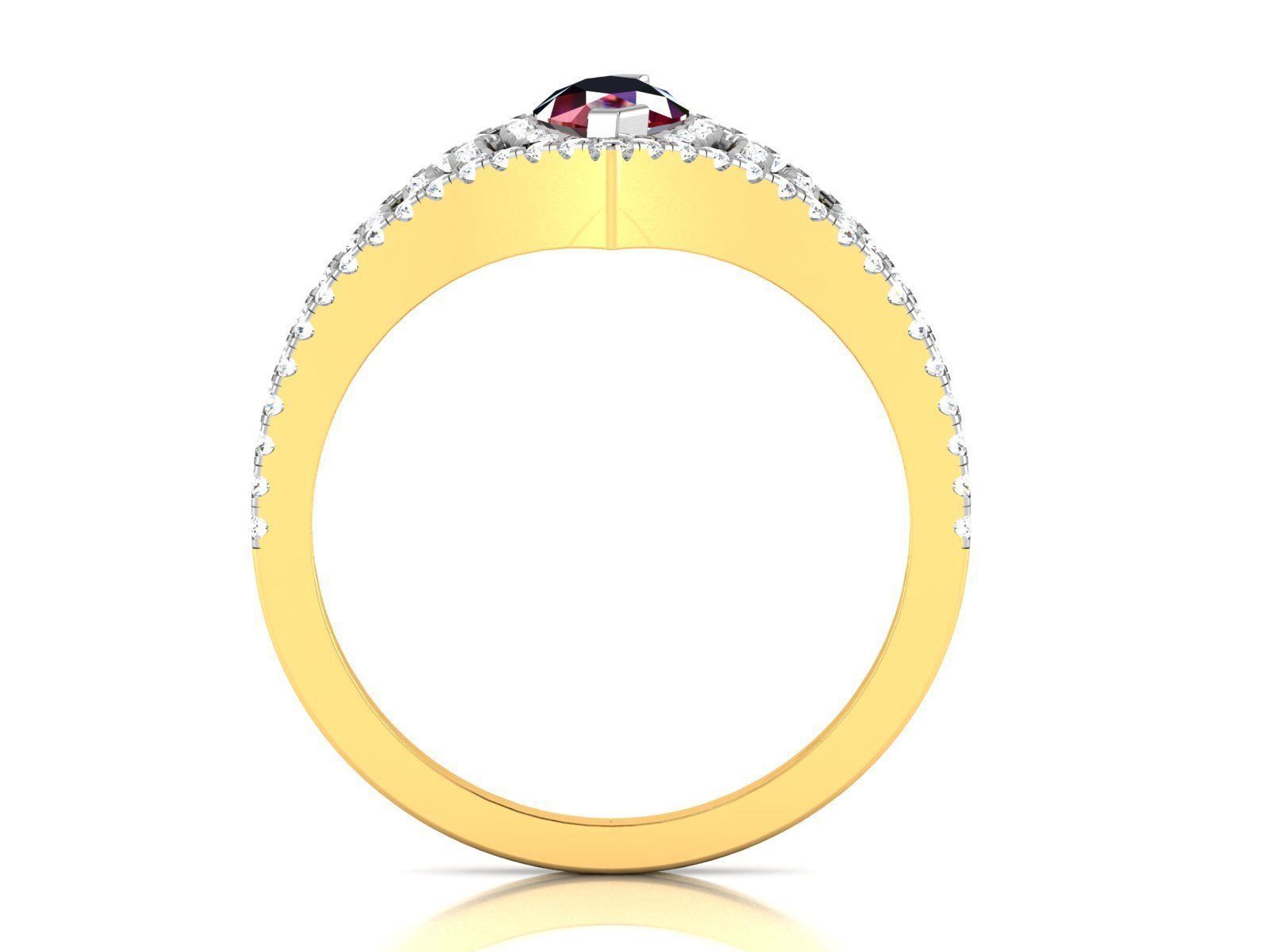 Ring-2898 marquise cut ruby and diamond ring 3D print model_3