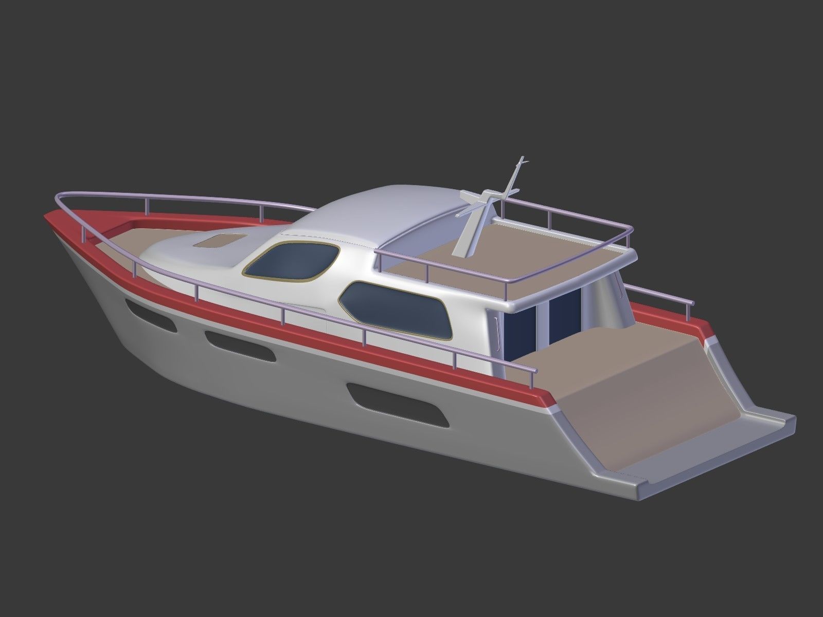 Cartoon Yacht Low-poly 3D model_13
