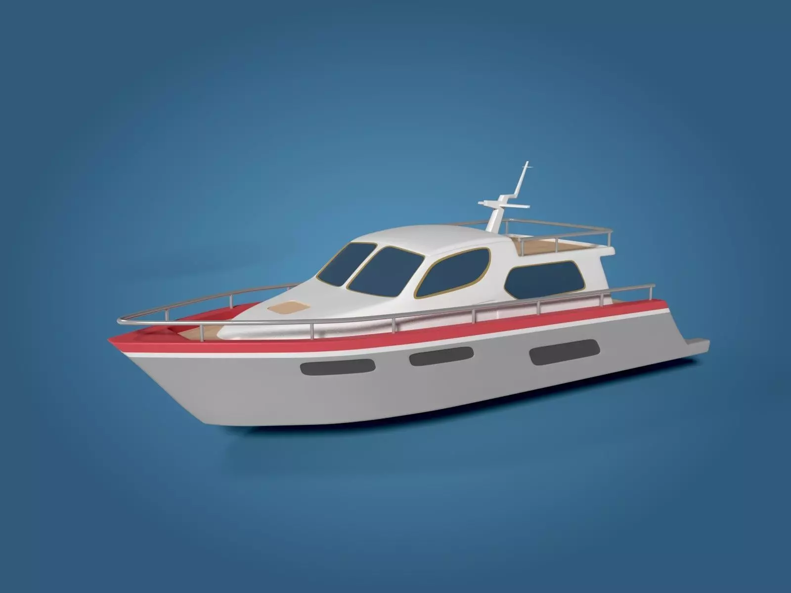 Cartoon Yacht Low-poly 3D model_0