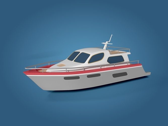 Cartoon Yacht Low-poly 3D model