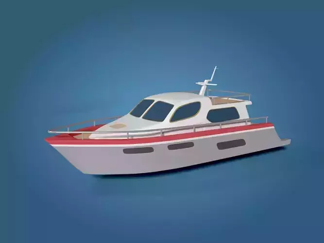 Cartoon Yacht Low-poly 3D model