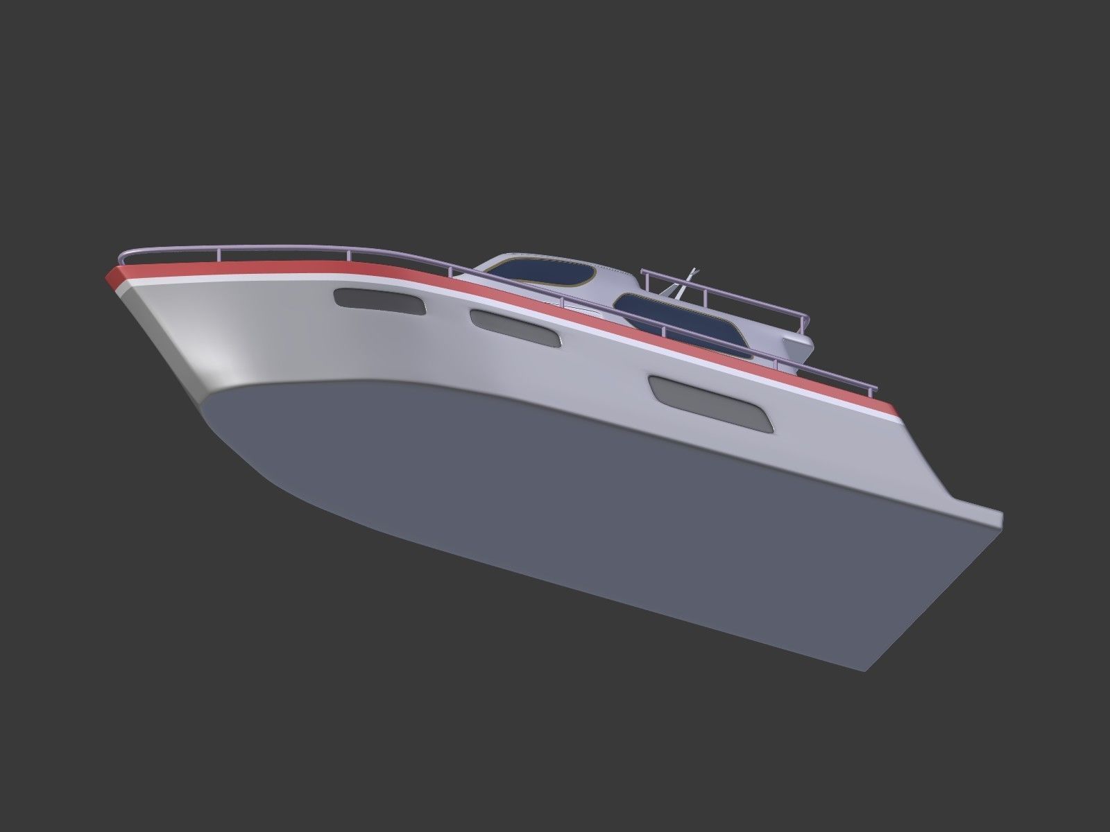 Cartoon Yacht Low-poly 3D model_14