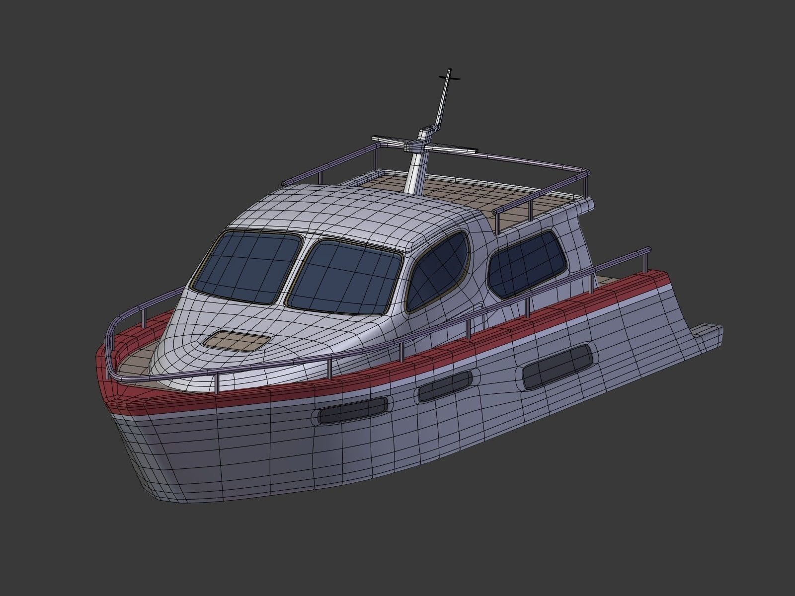 Cartoon Yacht Low-poly 3D model_17