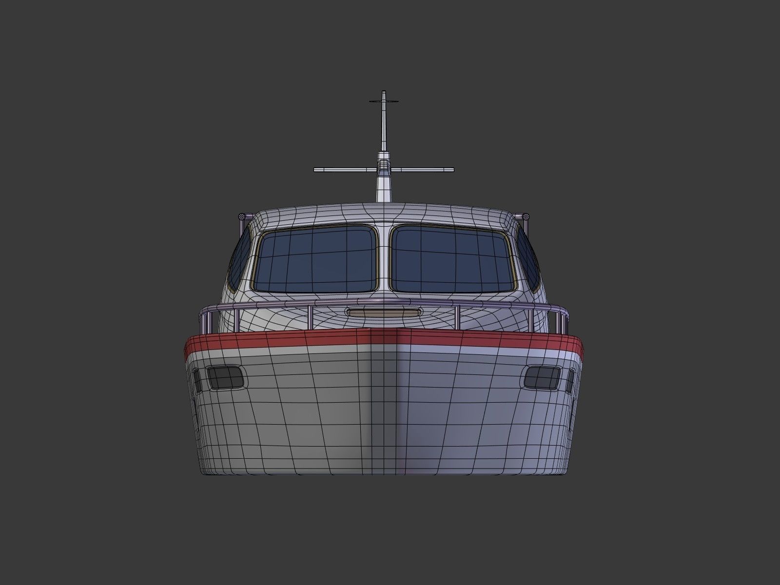 Cartoon Yacht Low-poly 3D model_5