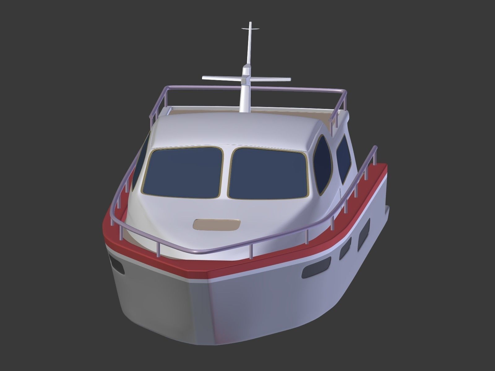 Cartoon Yacht Low-poly 3D model_6