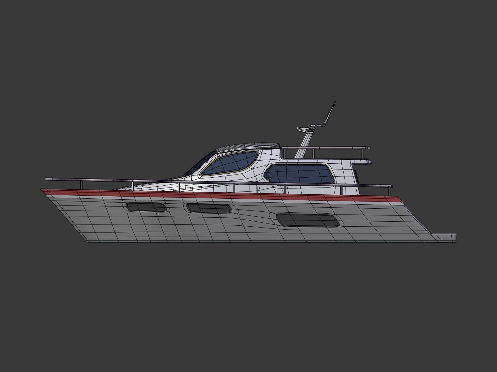 Cartoon Yacht Low-poly 3D model_9
