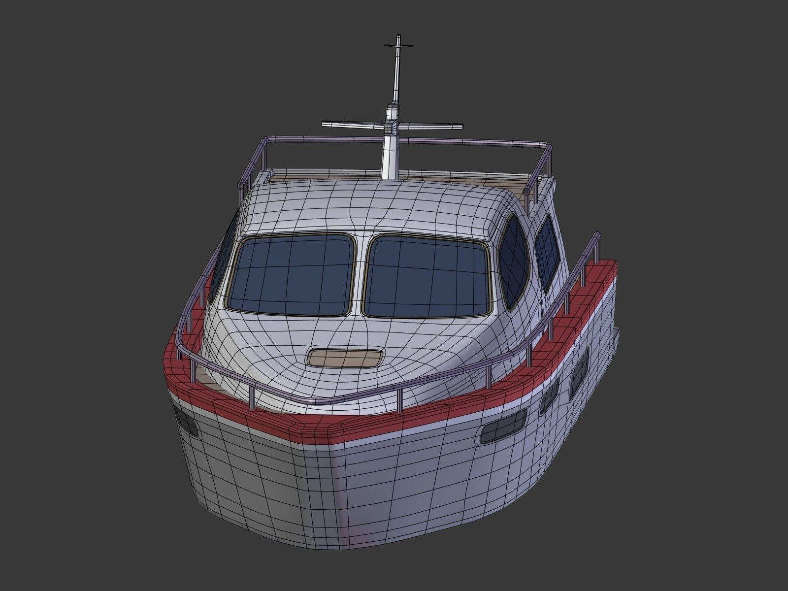 Cartoon Yacht Low-poly 3D model_7