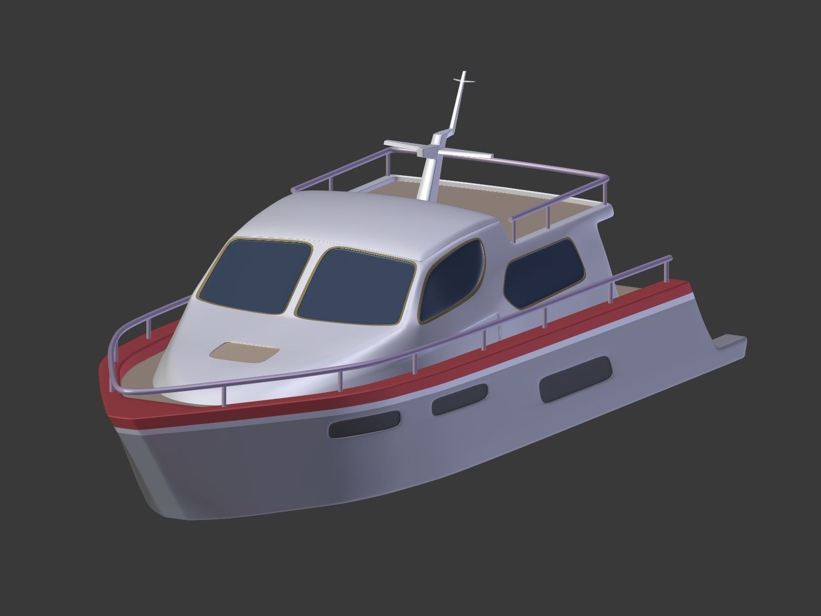 Cartoon Yacht Low-poly 3D model_12