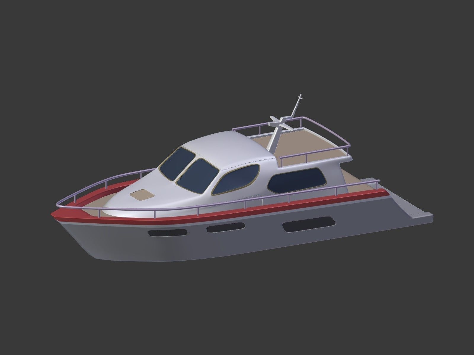 Cartoon Yacht Low-poly 3D model_10