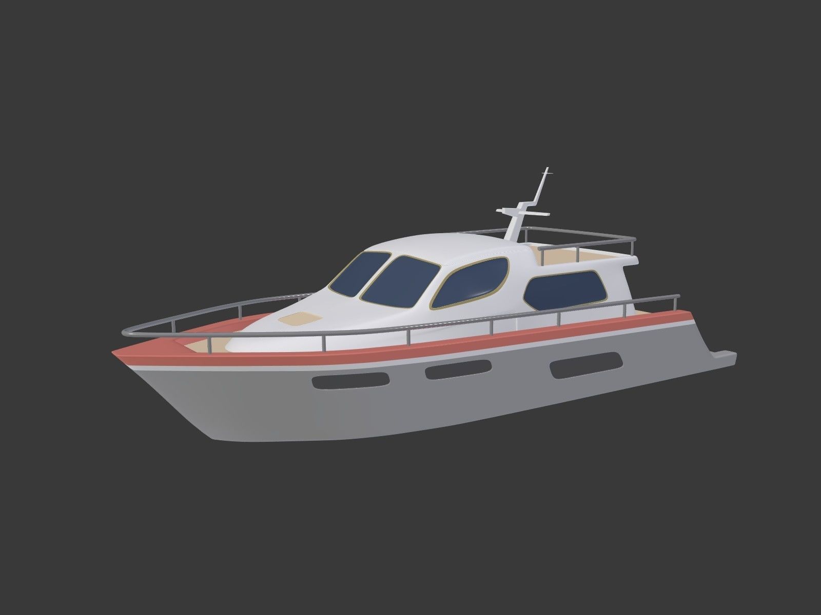Cartoon Yacht Low-poly 3D model_1
