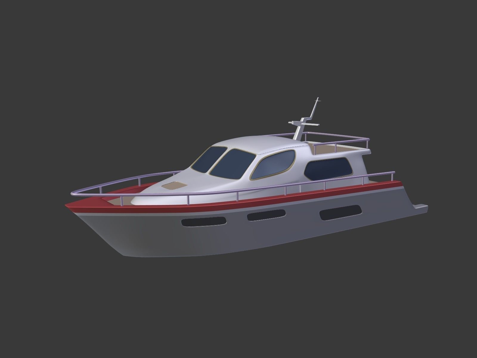 Cartoon Yacht Low-poly 3D model_3