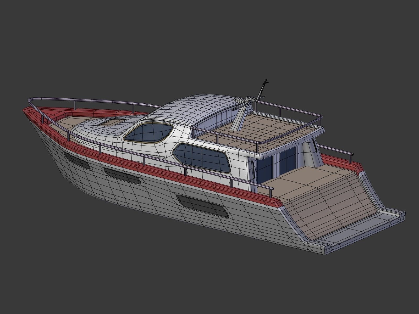 Cartoon Yacht Low-poly 3D model_19