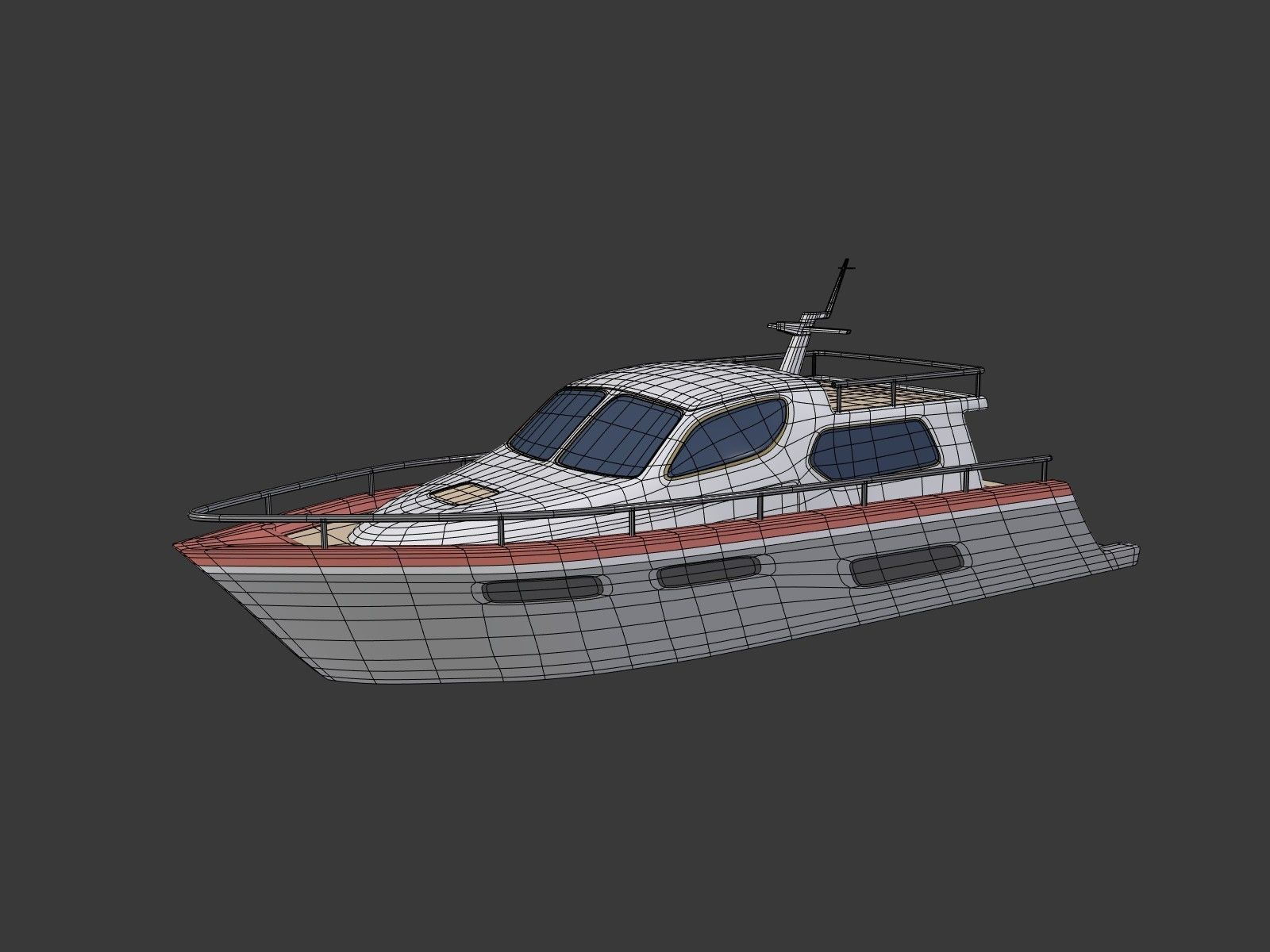 Cartoon Yacht Low-poly 3D model_2