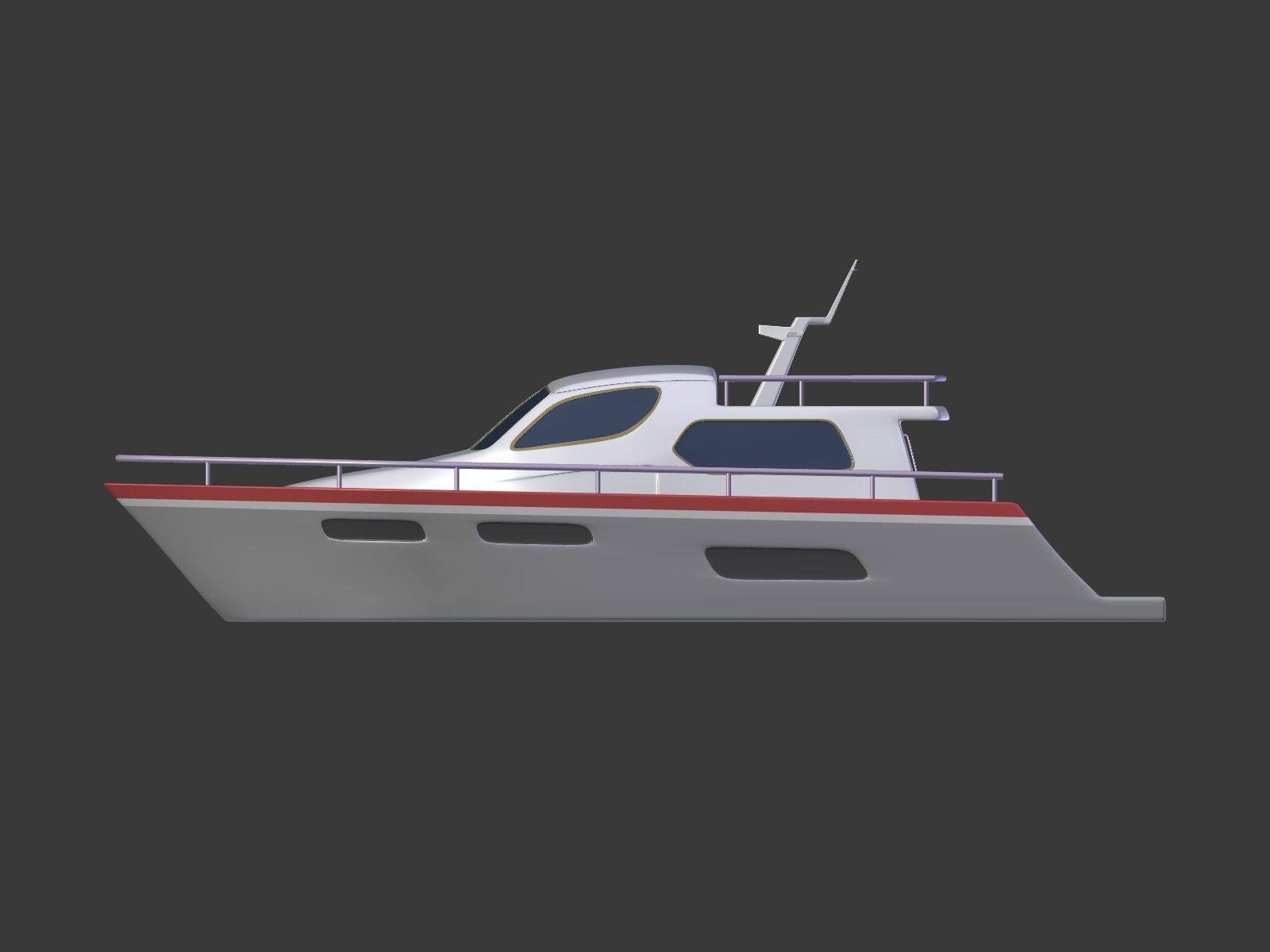 Cartoon Yacht Low-poly 3D model_8