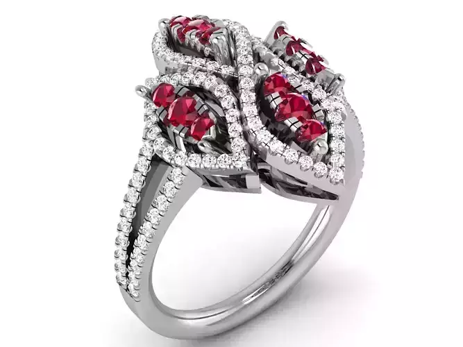 Ring-2891 ruby and diamond ring 3D print model