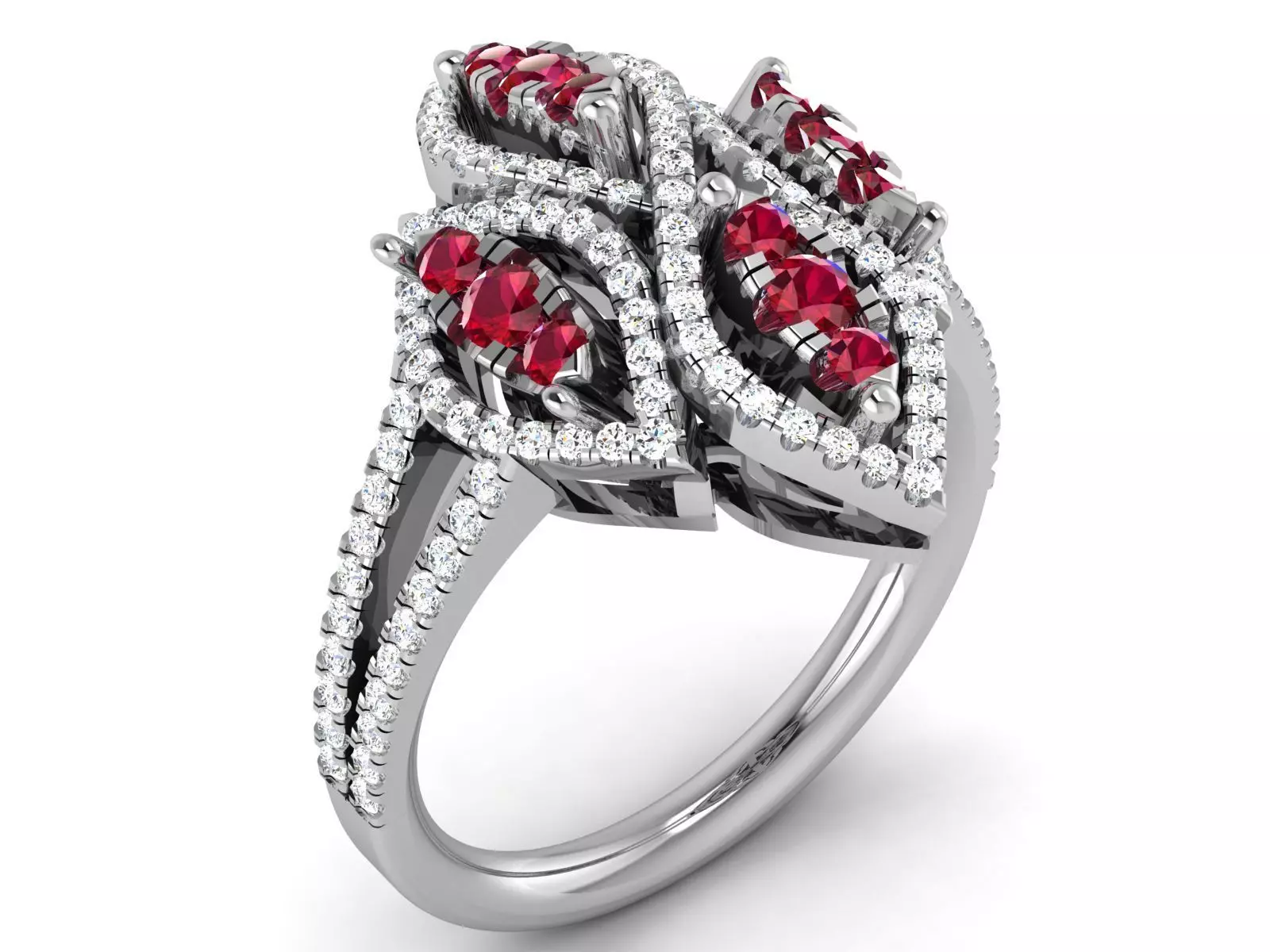 Ring-2891 ruby and diamond ring 3D print model_0