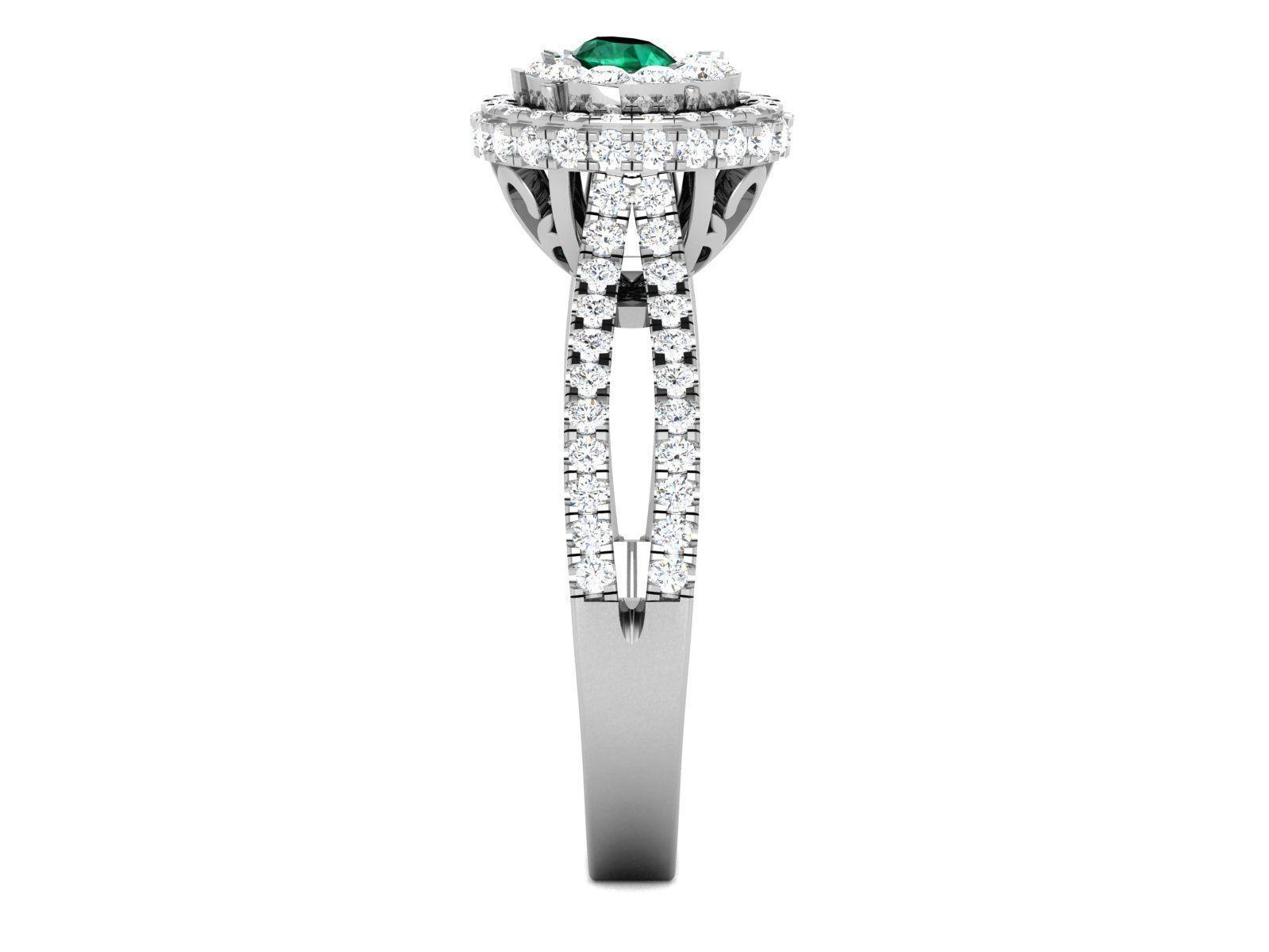 Ring-2887 emerald and diamond engagement ring 3D print model_5