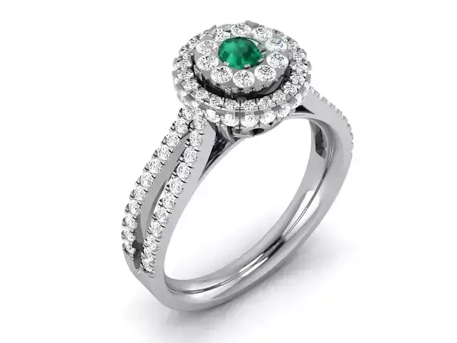 Ring-2887 emerald and diamond engagement ring 3D print model