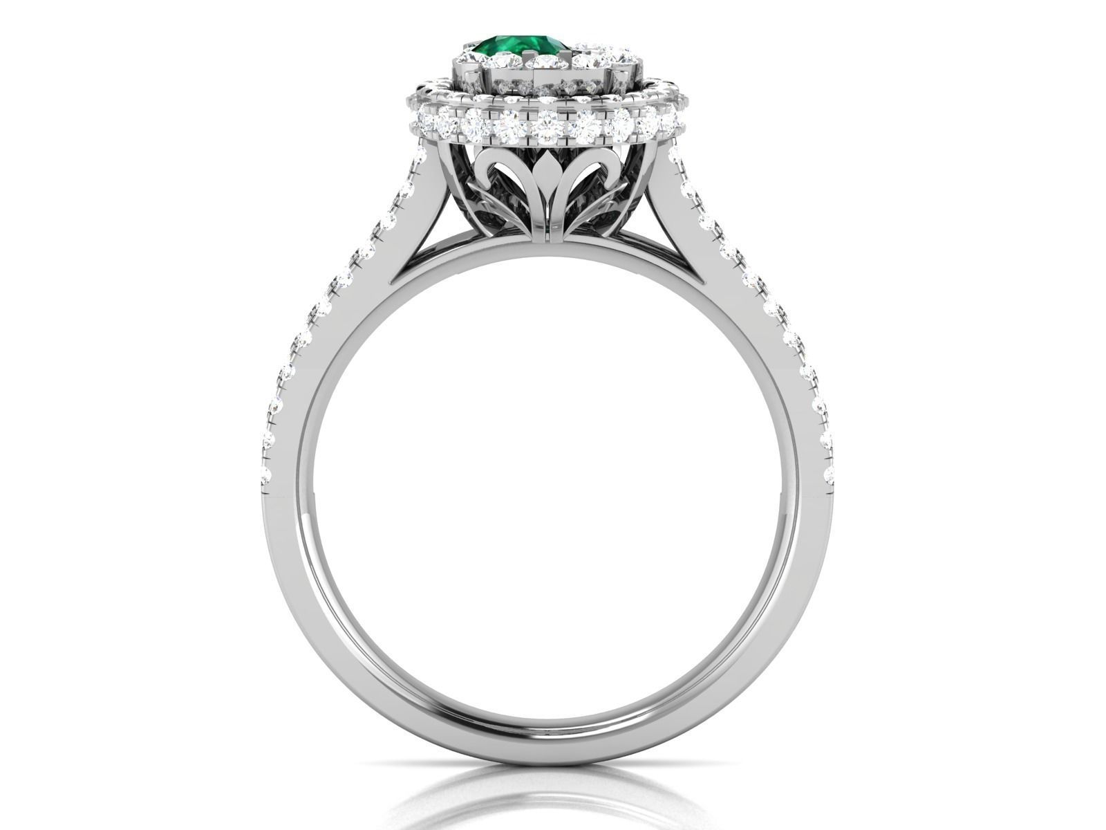 Ring-2887 emerald and diamond engagement ring 3D print model_2