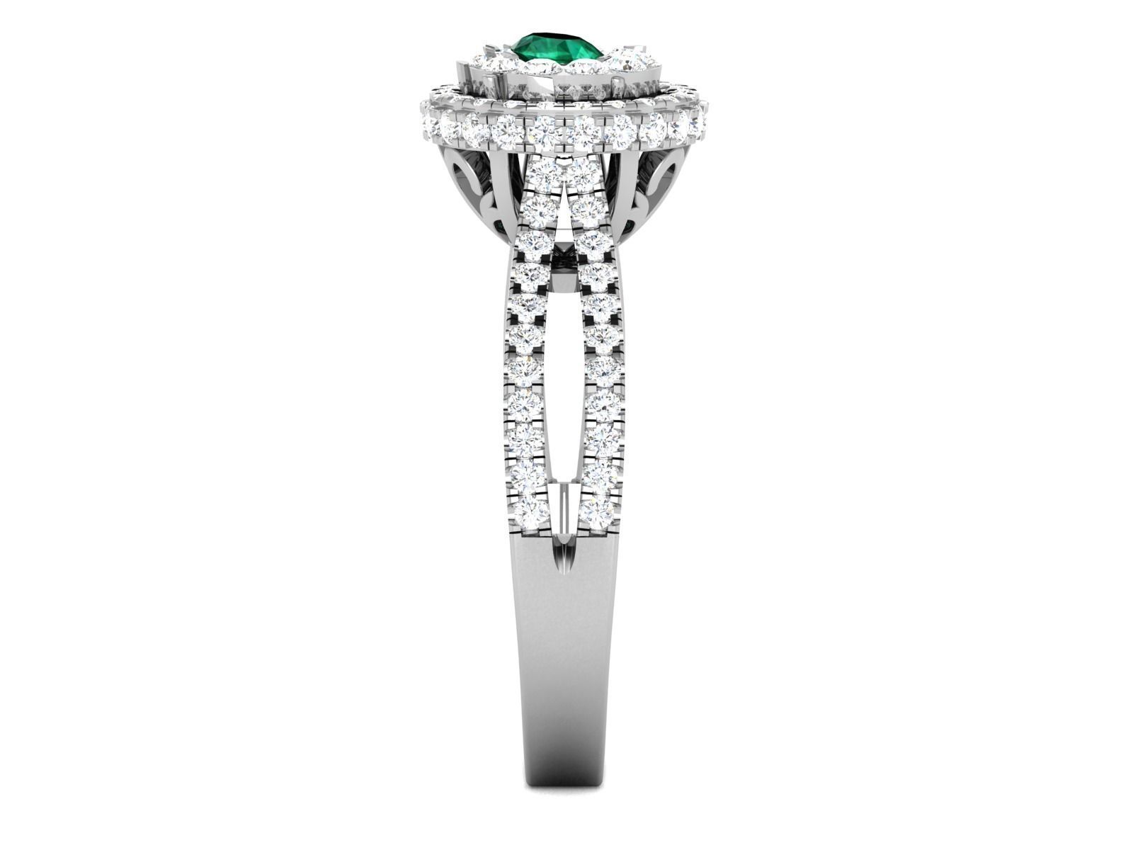 Ring-2887 emerald and diamond engagement ring 3D print model_6